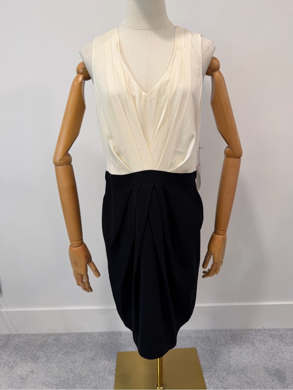 Forever 21 Cream and Black Draped Bodice Pencil Dress